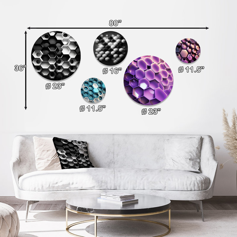 Ensemble de 5 décorations murales géométriques abstraites en noir et blanc II