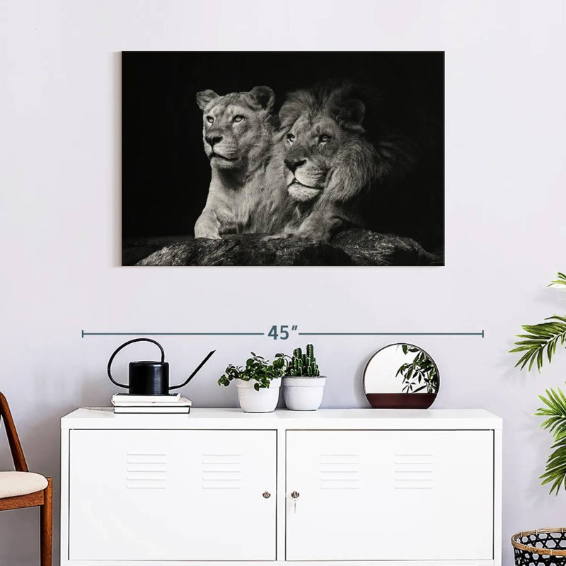 Lion And Lioness Mates Canvas Print, 36" H x 24" W x 1.25" D