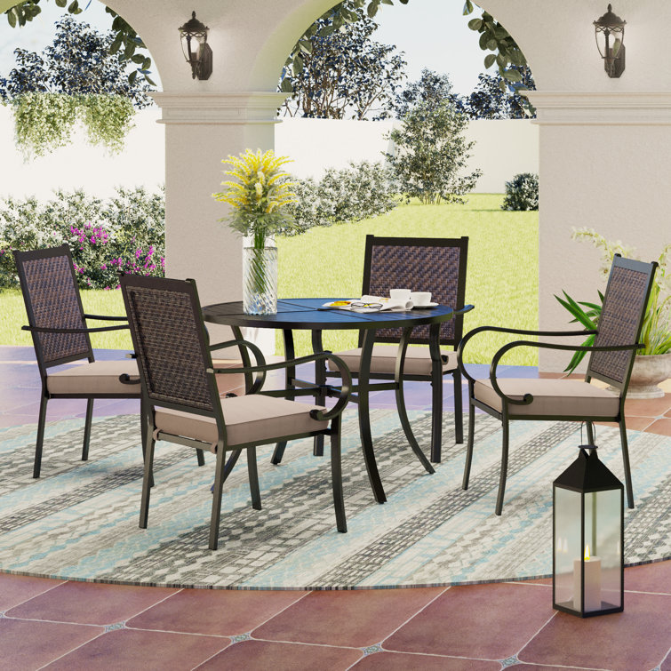 Round 4 - Person 47'' Long Dining Set with Cushions