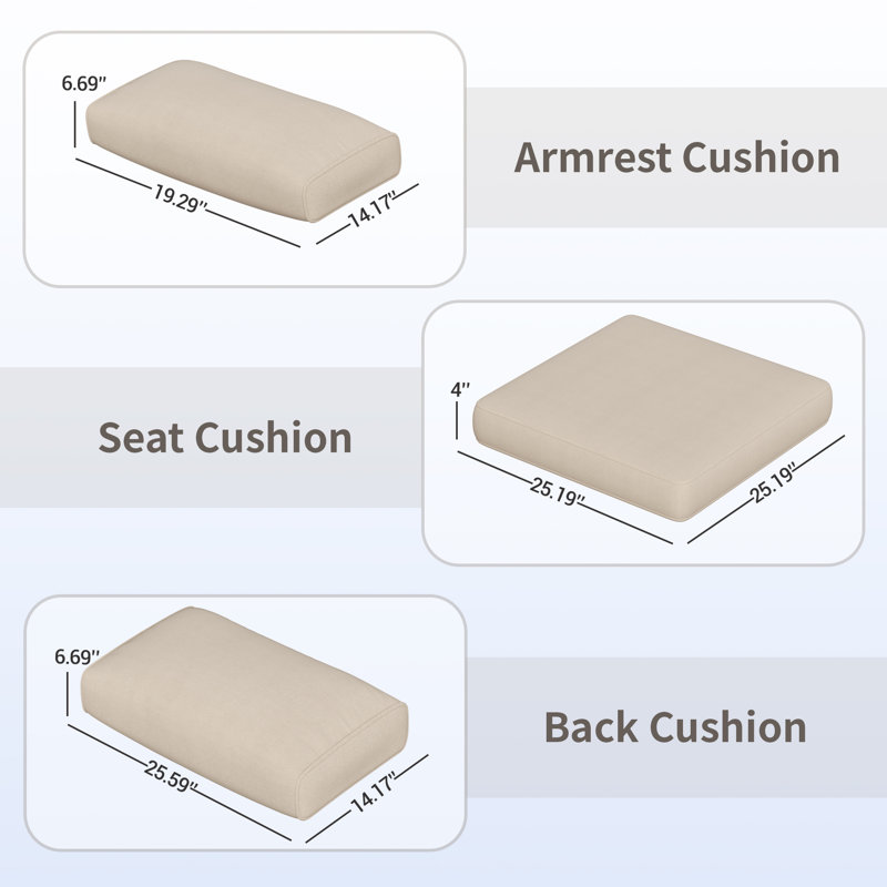 Dinyu - Person Patio Conversation Set with Cushions, Khaki, 6