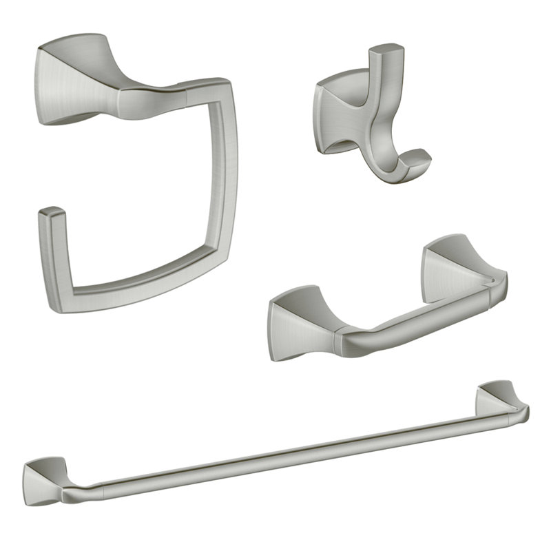 Ensemble de quincaillerie de salle de bain 4 pièces Voss, Nickel brossé