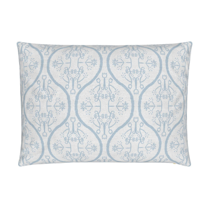 Watercolor Damask Lumbar Pillow Cover & Insert, White/Sky Blue Damask