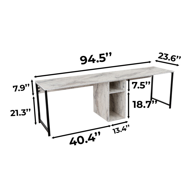 Bureau d'étude 95 po pour 2 personnes, Freesia / noir