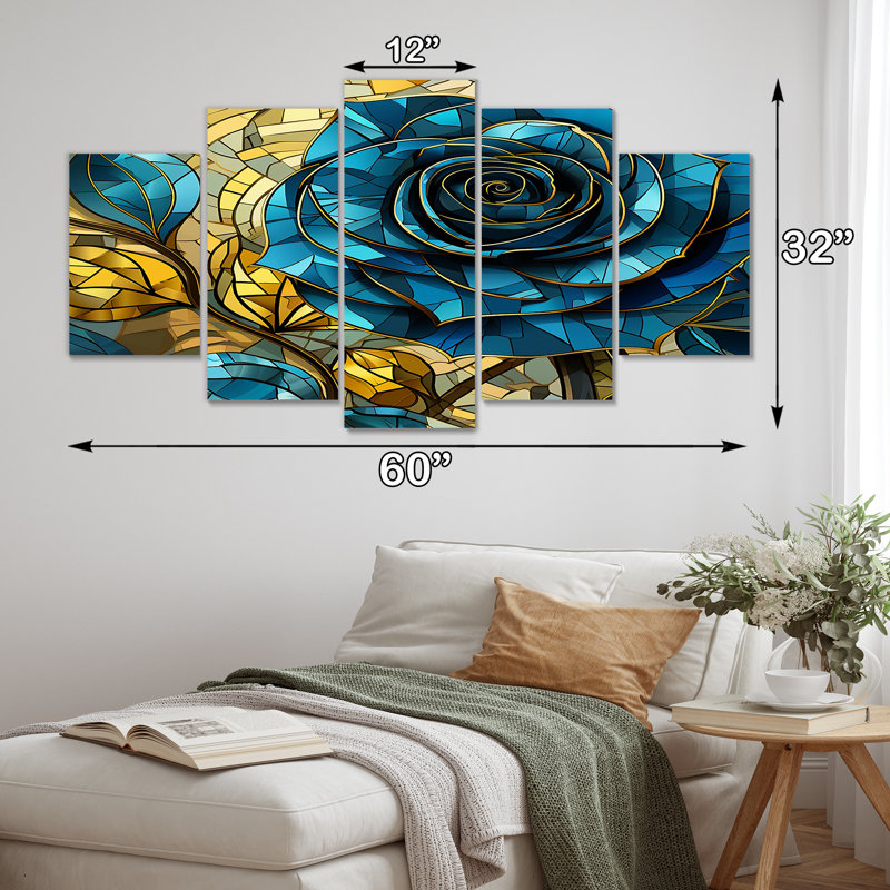 Art mural rose Art Nouveau - rose, 5 pièces