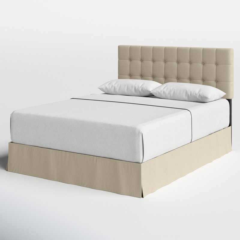 Ambria Upholstered Wingback Bed, Beige, Queen