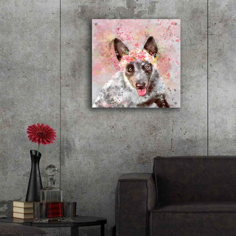 Art mural en verre épique «Flower Crown, H 24 po x l 24 po x P 0,2 po