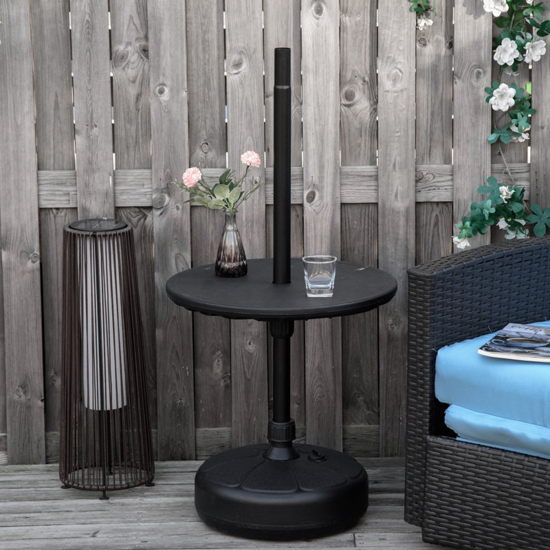 Outsunny 20" Umbrella Table Tray, Easy to Install Table-Top, Round Portable for Swimming Pool, Beach, Patio, Deck, Garden, Black