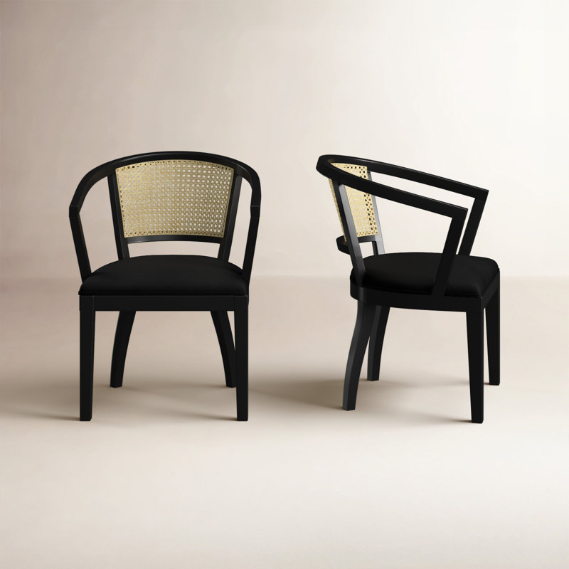 Ashia Cane Back Dining Chair, Black Performance