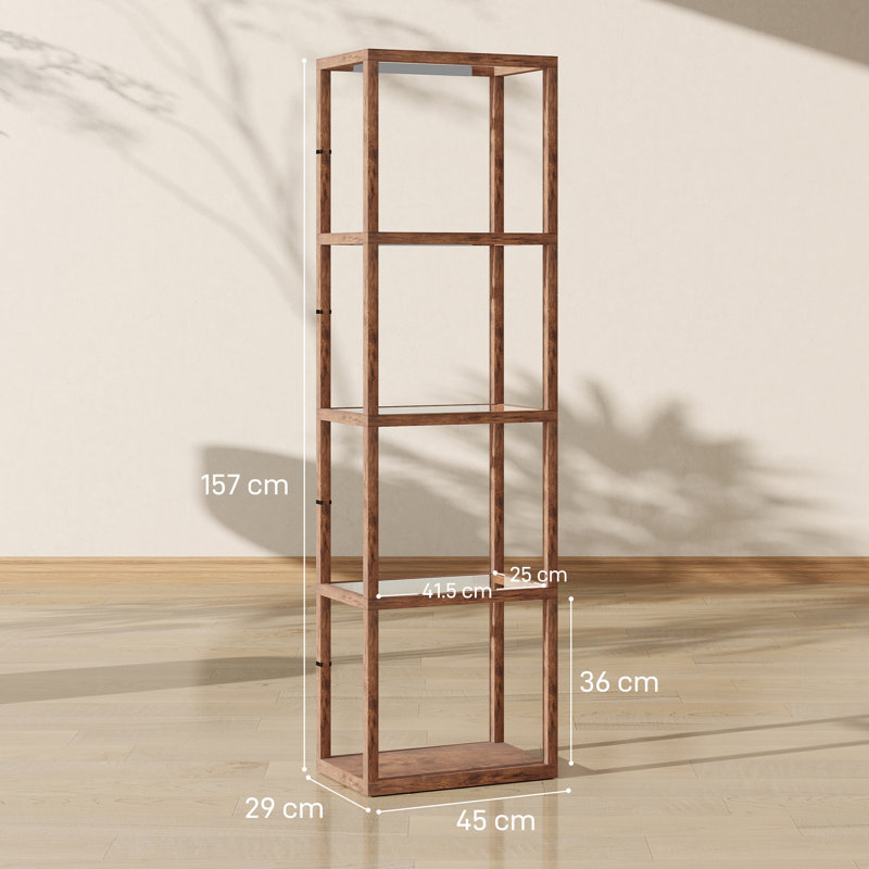 157cm Veneered LED Column Floor Lamp, Rustic Brown