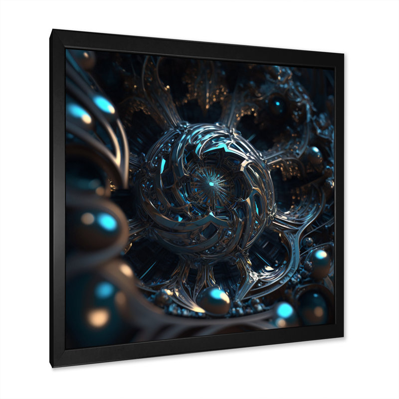 «Through the Rabbit Hole Blue Galactic Labyrinth I», reproduction, H 16 po x l 16 po x P 1 po, Cadre simple noir