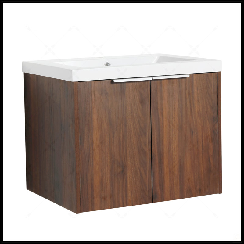 Armoire de salle de bain avec lavabo, portes à fermeture en douceur et fixation flottante pour les petites salles de bain, 24 po