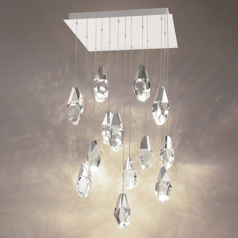 Martini 13 Light Crystal LED Multi-Light Pendant, Clear, Black