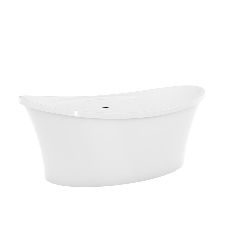 DreamLine Continuum 66 in. L x 36 in. W x 27 3/8 in. H Acrylic Double Slipper Freestanding Tub, White, White