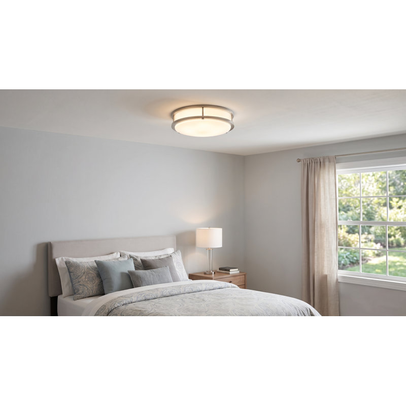  Paquet de 6, plafonnier encastré moderne à DEL à double anneau Dimphia de 16 po, blanc, 5CCT sélectionnable (2700K – 5000K), à intensité variable, plafonnier et mural, luminaire d'intérieur à profil bas