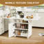 Table de salle à manger pliante en bois de 47 po avec support de rangement et armoire, table d'entrée amovible à 6 roulettes, îlot de cuisine en marbre blanc, table d'appoint et table basse Polyvalente