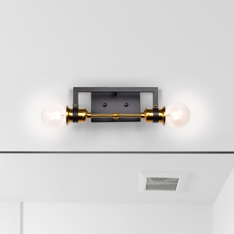 Éclairage pour salle de bain 2 lumières à intensité variable en laiton chaud / noir Tommie