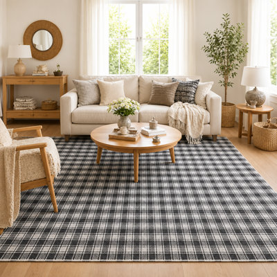 Area Rug | Charcoal & Grey  Wool & Bamboo Silk Handloom Rug