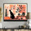 Chat noir en boho intérieur rétro Illustration I - chat, art mural