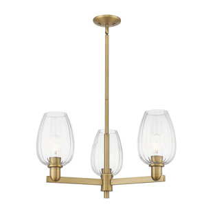 Hailsham - 3 Light Flute Shade Stem Hung Chandelier