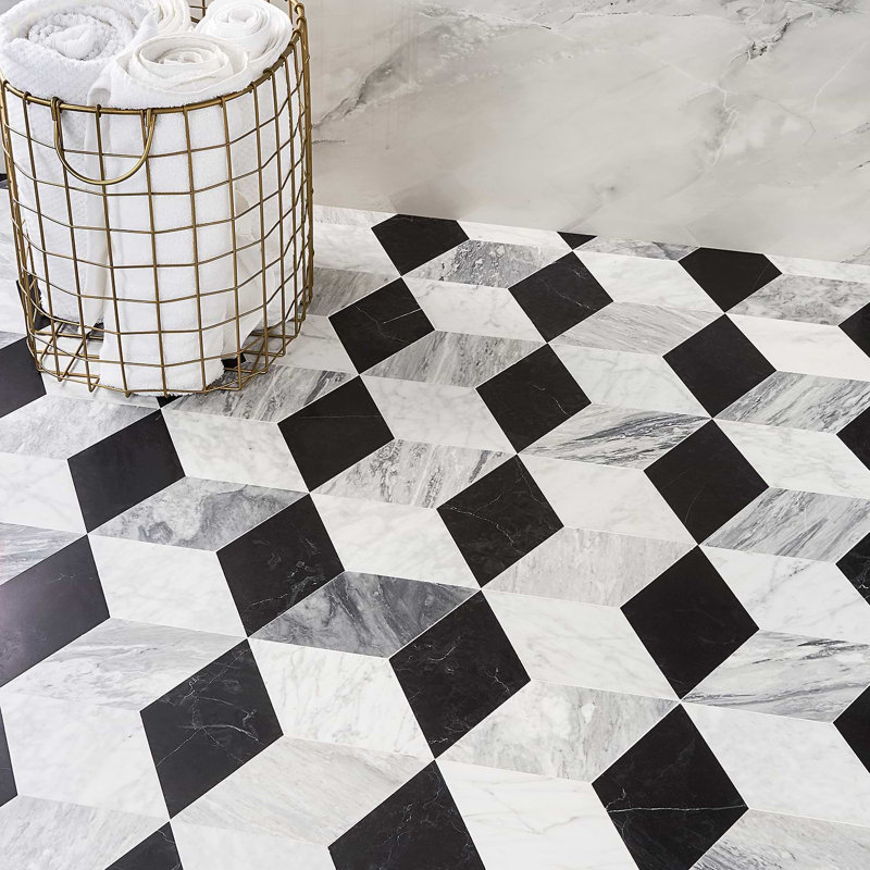 Havasar 8x9 Hexagon Honed Marble Mosaic Tile, Grigio Honed