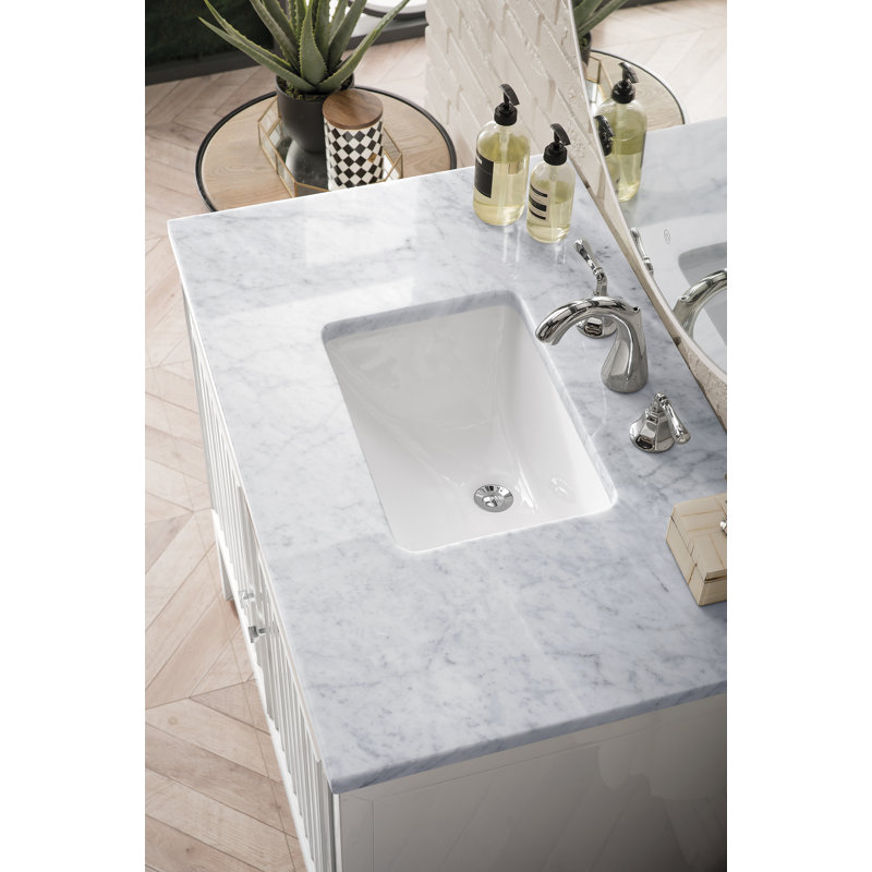 Athens 36'' W Single Vanity, Carrara White, Glossy White, 8" Widespread