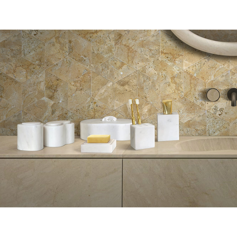  Ensemble d'accessoires de salle de bain en marbre, ensemble d'accessoires de comptoir en pierre naturelle, ensemble de meuble-lavabo en marbre massif, blanc