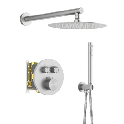Circular 2-Function Thermostatic Complete Shower Faucet Set