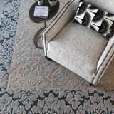 Responsible Wool Standard Flocked Damask Hand-Tufted Sustainable New Zealand Wool Traditional Area Rug Pecan Gray Black