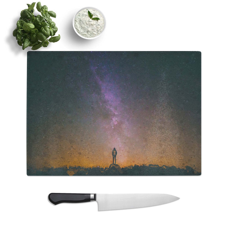 Glass Milky Way Dreams in Abstract Chopping Board, 28.5 cm W x 20 cm L