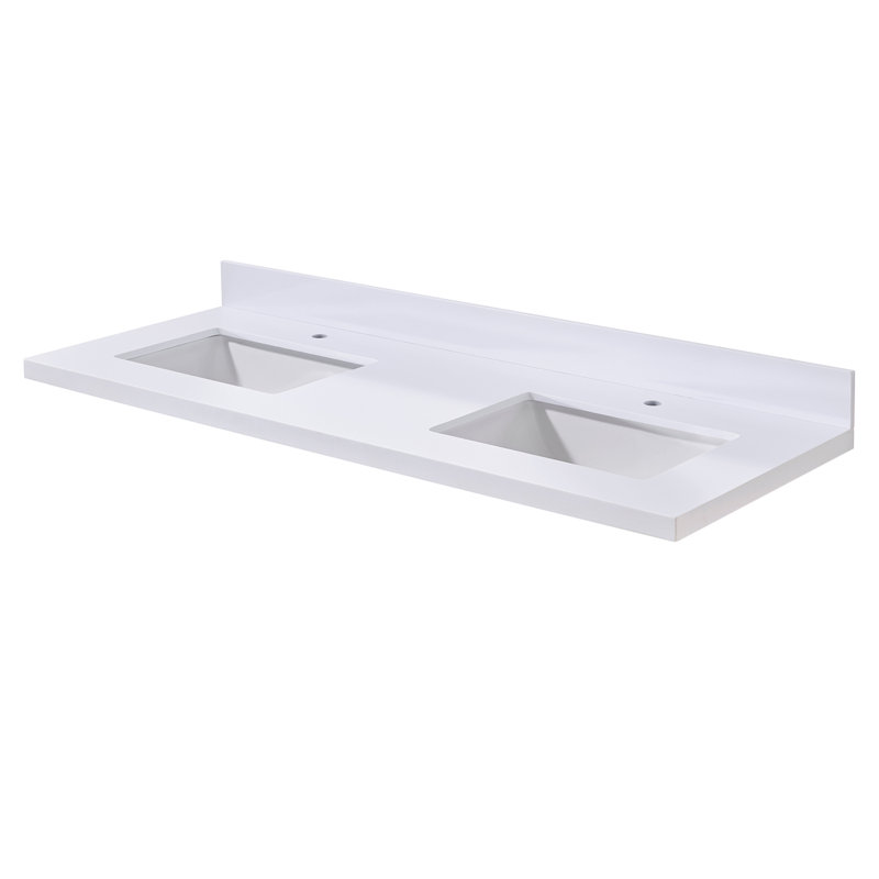 61'' Snow White Ceramic Double Sink Vanity Top