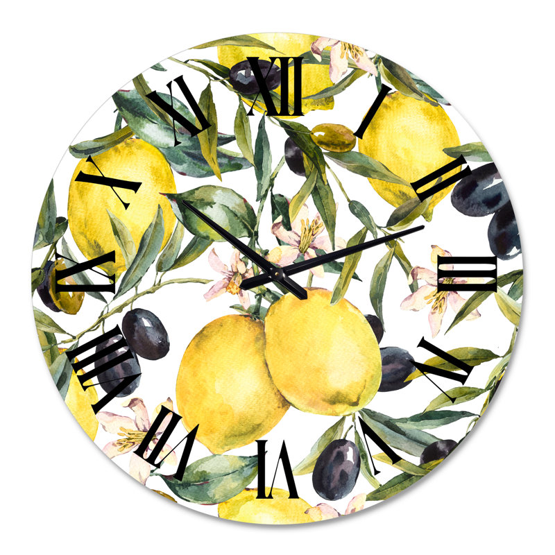 Horloge murale citron et olive I, Surdimensionné