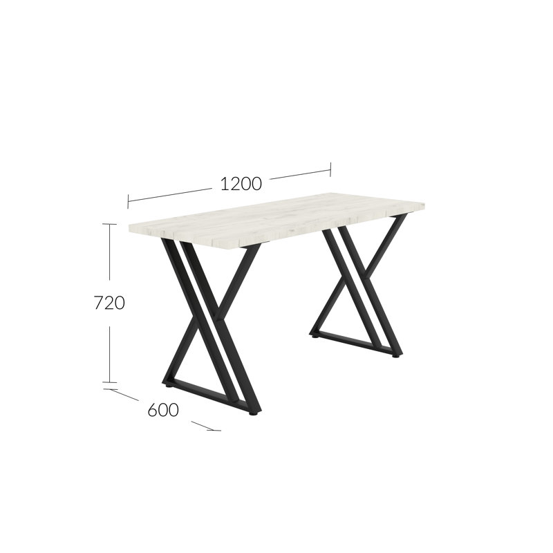 Metal Base Dining Table, 72cm H x 120cm W x 60cm D