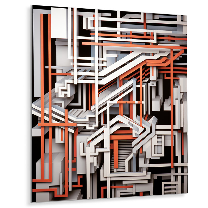 Inner Structures Inner Architecture - Art mural géométrique, salon, Métal métal, H 32 po x l 16 po x P 1 po