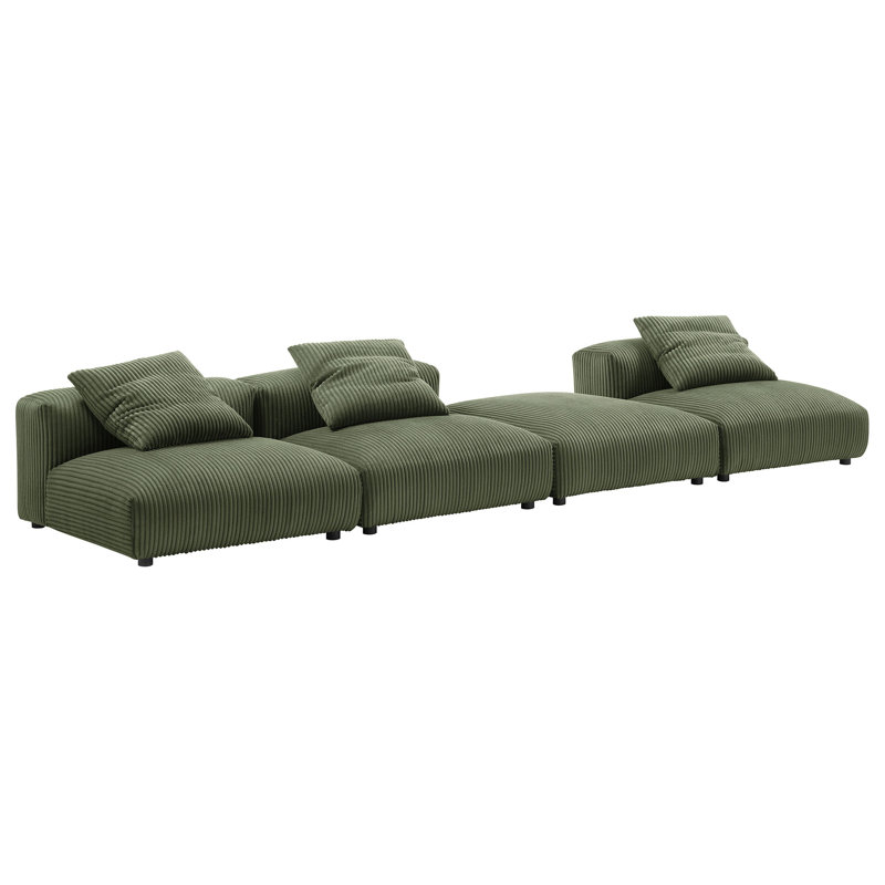 Solace 4-Piece Modular Upholstered Sectional Sofa, Fern Corduroy