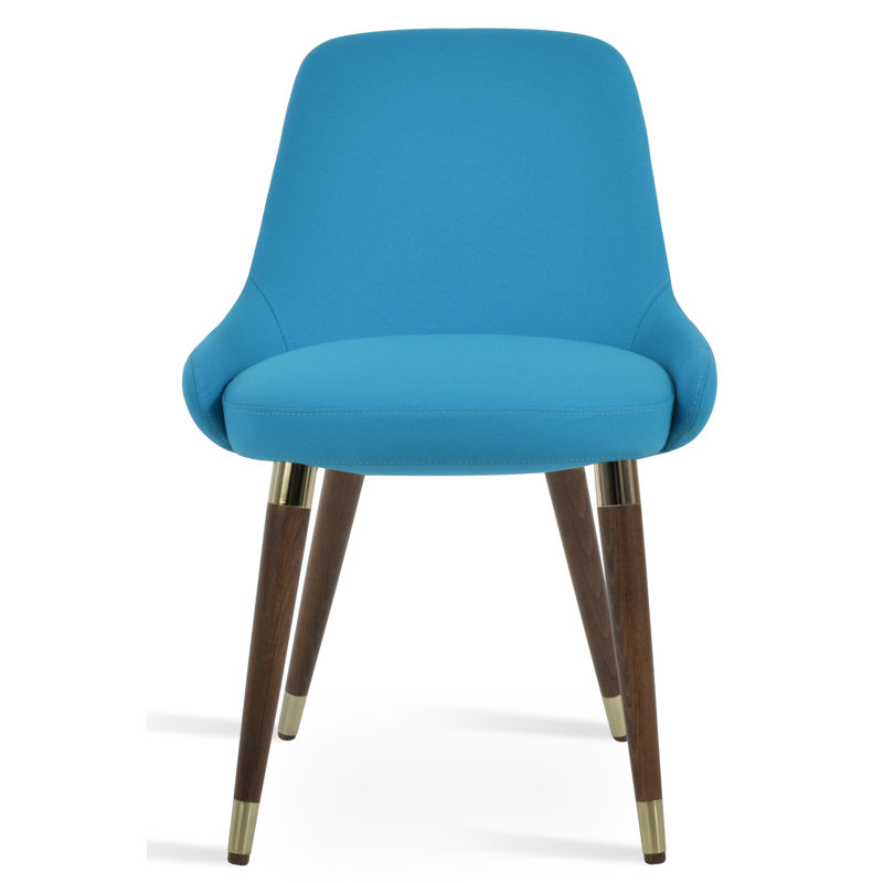 Chaise d'appoint en bois Gazel, Laine Camira turquoise