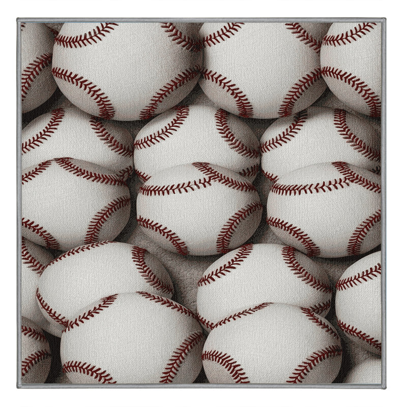  Washable Softball Sports Area Rug, Carré 7 pi