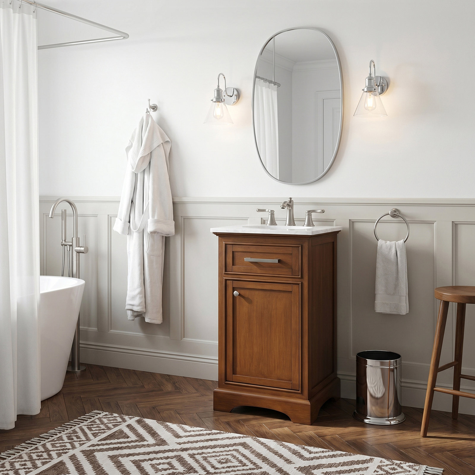 Hermes 19'' Single Bathroom Vanity, Teak
