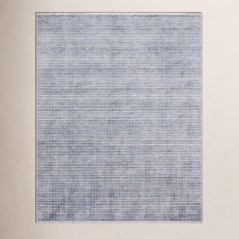 Tapis géométrique en denim fabriqué à la main Shenade, Rectangle 8 pi 6 po x 11 pi 6 po