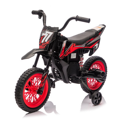 Moto électrique pour enfant Forever Source 12V, roues en mousse EVA de qualité supérieure, roues d'entraînement, suspension à ressort, accélérateur à torsion, lumières DEL et musique, idéale pour les enfants de 3 à 5 ans, noir