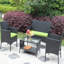 Mobilier de patio 4 pièces: fauteuils rembourrés et table à thé d'extérieur: coussins