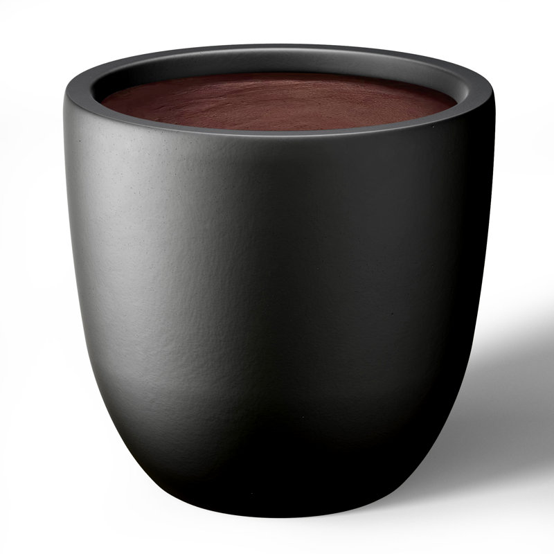Pot à fleurs fait à la main Larney, H 16,93 po x l 17,72 po x P 17,72 po, Gris anthracite (intérieur amélioré)