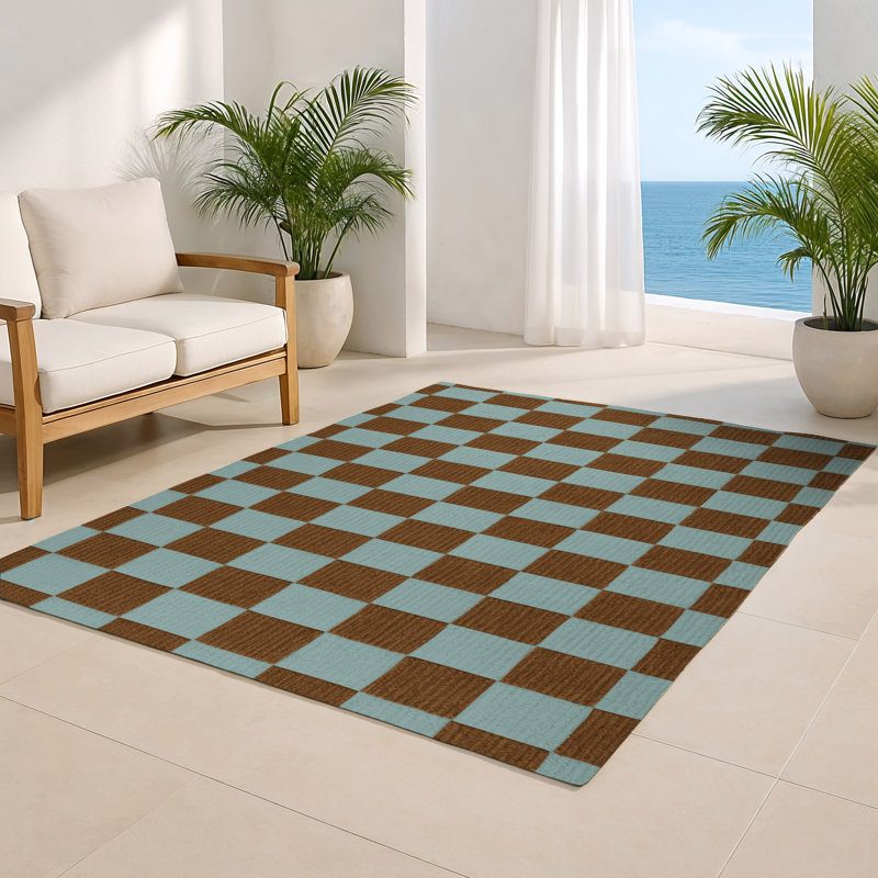 Tapis d'intérieur et d'extérieur à carreaux gris, Rectangulaire 2 pi x 3 pi