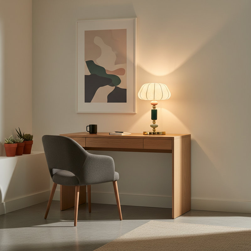 Lampe de table moderne en tissu blanc homologuée UL