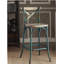 Tabouret de bar à dossier croisé turquoise antique et chêne antique
