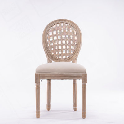 Jonsson French Style Solid Wood Frame Linen Fabric Rattan Back Dining Chair,Side Chairs,Kitchen Chairs,Upholstered dining room chair,dinning chair,kitchen chair
