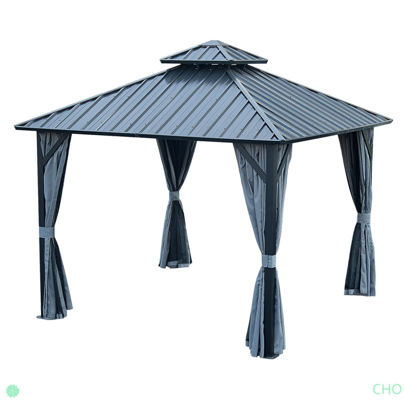 Patic Gazebo,Aluminum Gazebo With Steel Canopy,Outdoor Permanent Hardtop Gazebo Canopy For Patio, Garden, Backyard