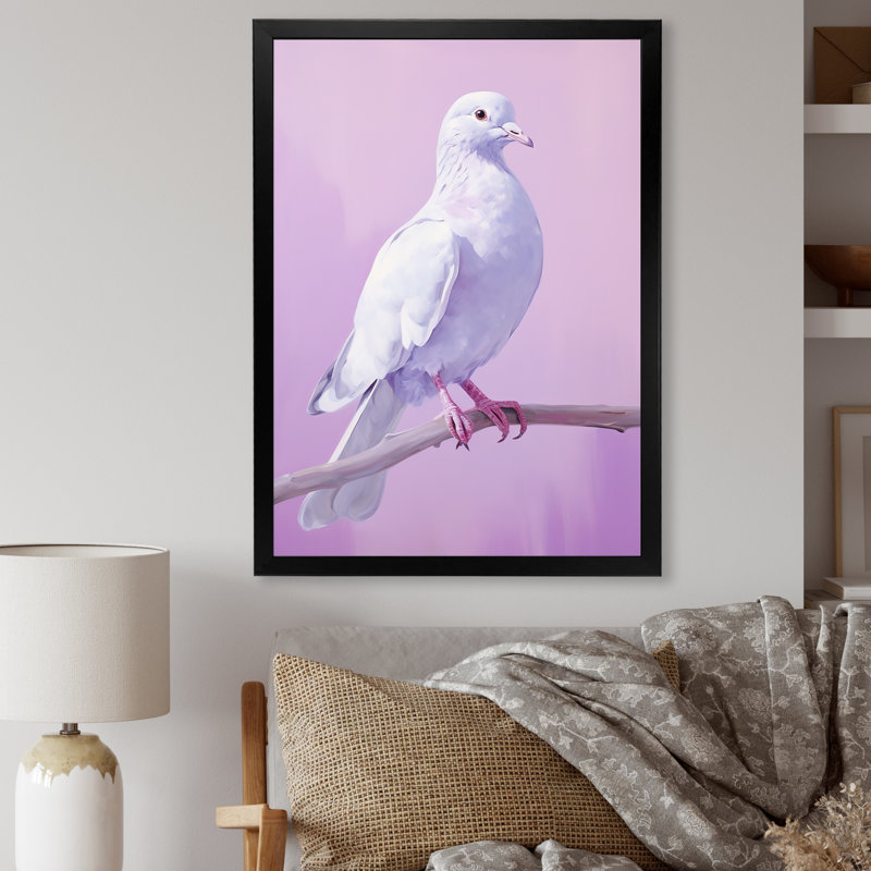 Colombe polie I sur toile, Cadre simple noir, H 32 po x l 16 po x P 1 po