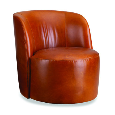 Mallory Leather Swivel Barrel Chair
