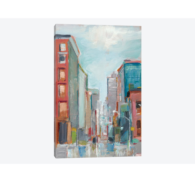 « centre-ville ii », impression sur toile, H 40 po x l 26 po x P 1,5 po, Pas de tapis, Toile tendue