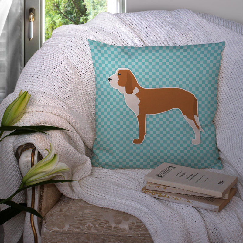 Spanish Hound Indoor/Outdoor Throw Pillow, 14" H x 14" W x 3" D, Blue